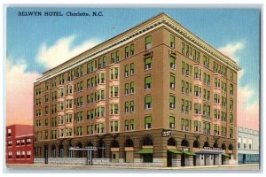 c1920 Selwyn Hotel Building Restaurant View Charlotte North Carolina NC Postcard