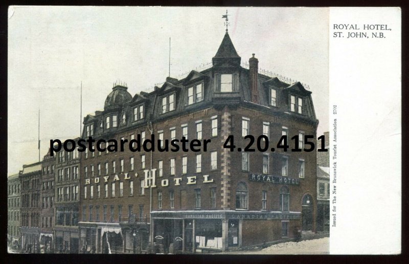 dc66 - ST. JOHN NB Postcard 1910s Royal Hotel. Stores by Warwick