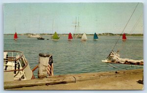 1959 Nantucket Massachusetts Postcard Rainbow Fleet Typical Scene Island Sea