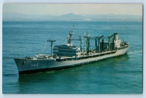 San Diego California CA Postcard USNS Kawishiwi T-AO 146 Navy Shipbuilding c1955