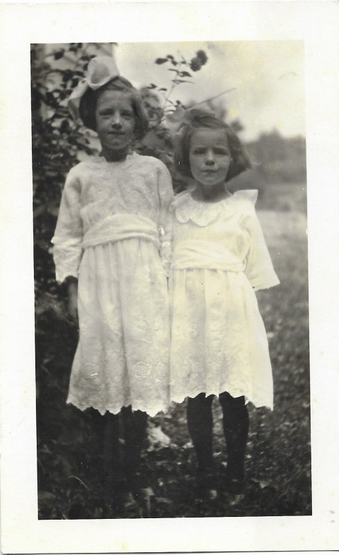 RPPC Two Cute Little Girls Probably Sisters in Matching Dresses