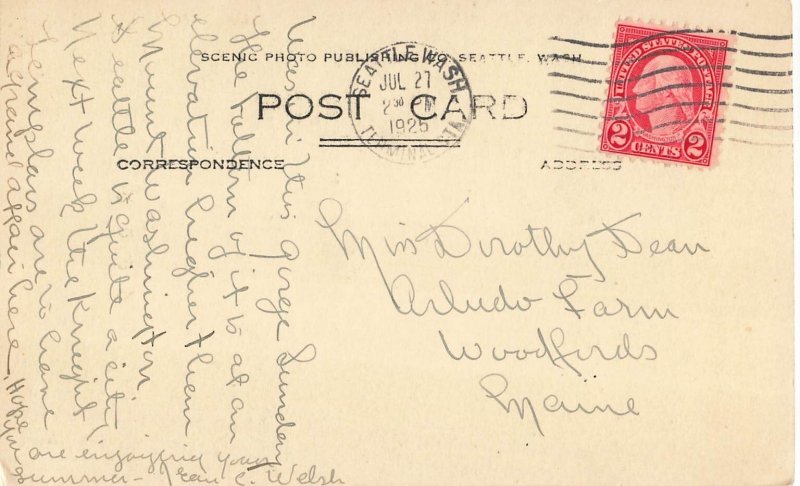 Green River Gorge WA~Maid O' the Mist Falls Rustic Bridge~1925 RPPC Postcard