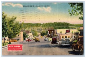 1952 View of Business Section Branson Missouri MO Vintage Posted Postcard 