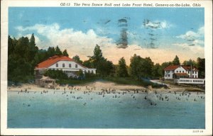 Geneva Ohio OH Hotel Swimming 1930s-50s Postcard