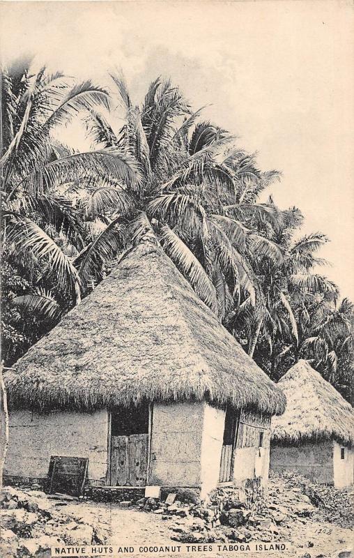 D34/ Taboga Island Panama Foreign Postcard Native Huts Trees c1910