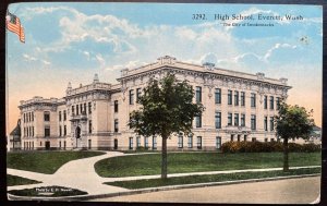 Vintage Postcard 1918 High School, Everett, Washington