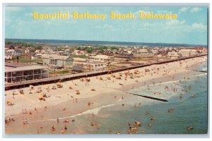 Bethany Beach Delaware DE Postcard Beautiful Bird's Eye View People Bathing View