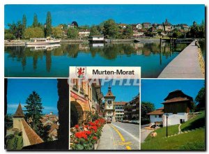 Postcard Modern Morat Lake Museum and the city