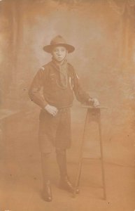 Boy Scout Scouting Studio Real Photo Vintage Postcard AA82393