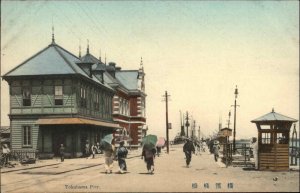 Yokohama Japan Pier c1910 Hand Colored Postcard