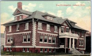 JACKSON, MI Michigan    FREE KINDERGARTEN  School    1910s   Postcard