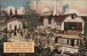 1939 NY Worlkd's Fair American Farm Firestone Bldg Postcard