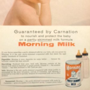 1959 Carnation Morning Milk Vintage Advertisement Baby Bottle Formula Print Art