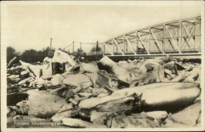 Suomi Finland Ice Jam Bridge c1930 Real Photo Postcard