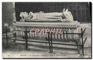 Old Postcard Rouen Cathedral Tomb of Richard the Lionheart
