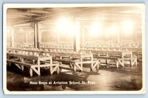 St. Paul Minnesota MN Postcard RPPC Photo Mess Room At Aviation School 1918