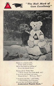 Advertising Postcard Listerated Pepsin Gum Dog and Number 10 Teddy Bear~119301