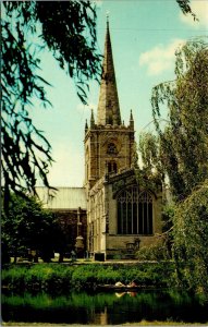 Vtg Stratford Upon Avon England Holy Trinity Church Chrome View Postcard