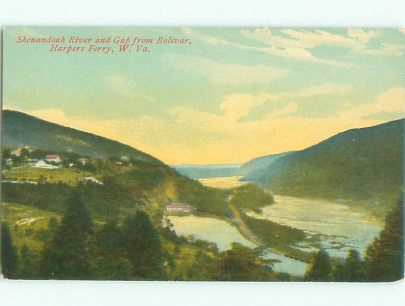 Divided-back RIVER SCENE Harpers Ferry West Virginia WV AE6670