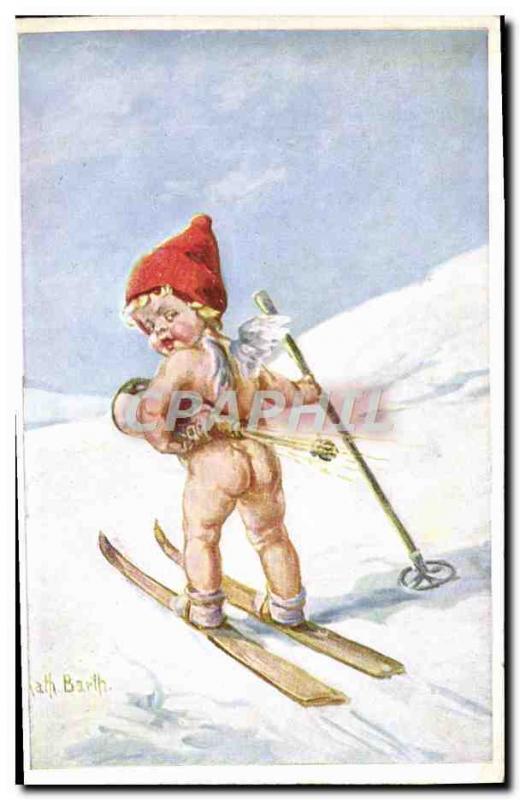 Old Postcard of Sports & # 39hiver Skiing Child Champagne Kath Barth