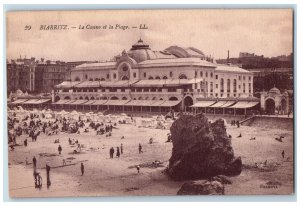 c1910's Biarritz Le Casino Et La Plage France Unposted Antique Postcard 