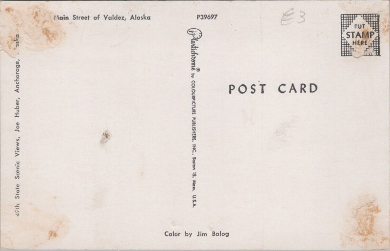 Main Street Of Valdez Alaska Vintage Postcard C214