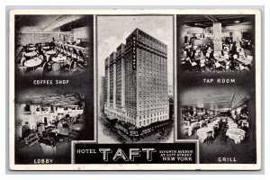 Hotel Taft Multiview New York City NY NYC B&W Chrome Postcard T21