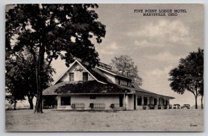 Marysville OH Five Point Lodge Hotel Ohio Postcard F34