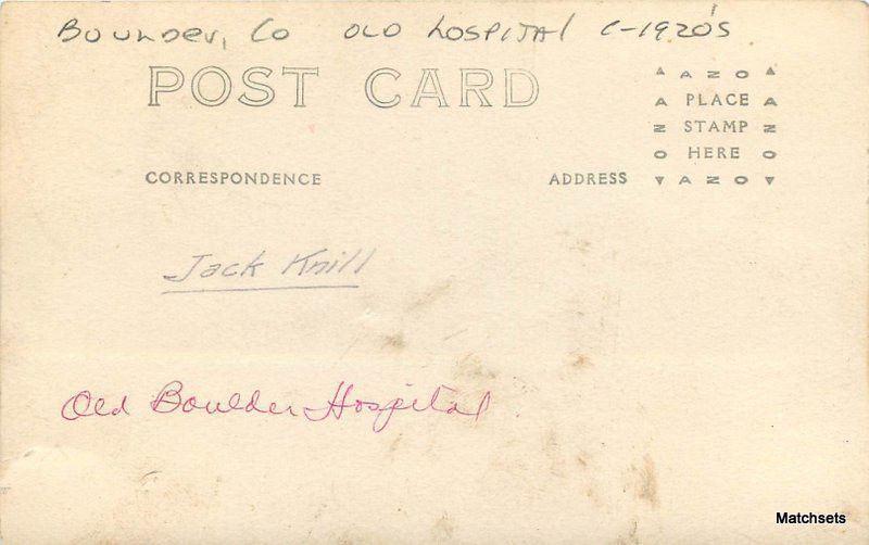 Circa 1920's BOULDER, COLORADO Old Hospital RPPC Postcard 5188