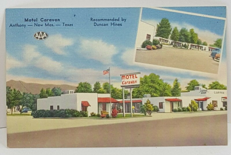 Motel Caravan Anthony New Mexico Texas Vintage Postcard 