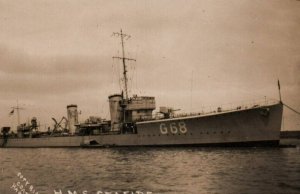 RPPC Photo British Royal Navy WWI HMS Seafire S-Class Destroyer c.1910s