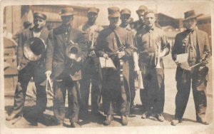 RPPC MILITARY & CIVILIAN BAND MUSIC REAL PHOTO POSTCARD (c. 1910)