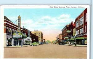 OWOSSO, Michigan MI~Capitol Theatre MAIN STREET Shiawassee County 1940s Postcard 