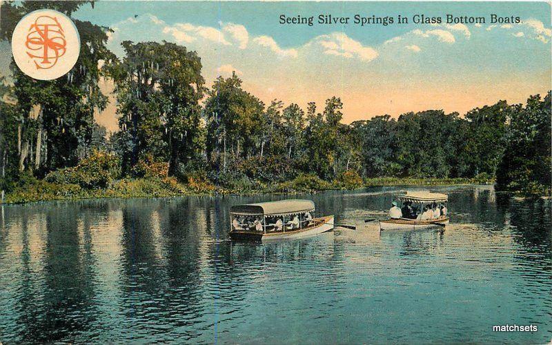 C-1910 Seeing Silver Springs Glass Bottom Boats Scenery FLORIDA postcard 2229 