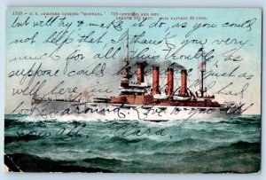 Montana MT Postcard US Armored Cruiser Steamer Navy Ship WWII Battleship c1910