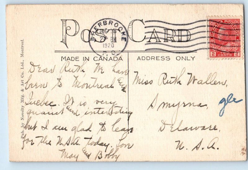 Quebec Canada Postcard The New Sherbrooke Building 1920 Antique Posted