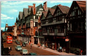 Eastgate Street Chester England Busy Street Shops Business District Postcard