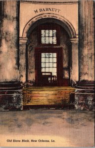 Postcard LA New Orleans Old Slave Block Unposted 1938 Linen Vintage JL6