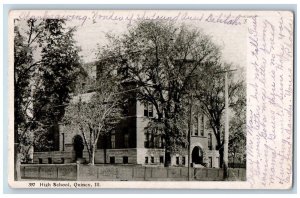 Quincy Illinois IL Postcard High School Building Campus 1906 Posted Antique