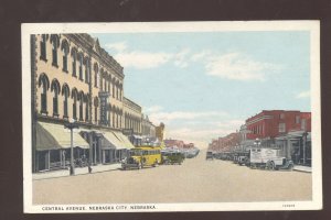 NEBRASKA CITY NEBRASKA DOWNTOWN CENTRAL AVE STREET SCENE VINTAGE POSTCARD