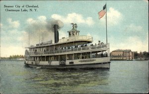 Chautauqua Lake New York NY Steamer City of Cleveland Ship c1910 Postcard