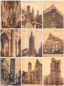 Belgium Gand Gent Church interioir Tower etc lot of 9 postcards C340