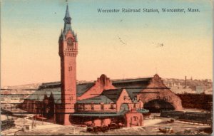 postcard MA - Worcester Railroad Station, Worester, Mass.