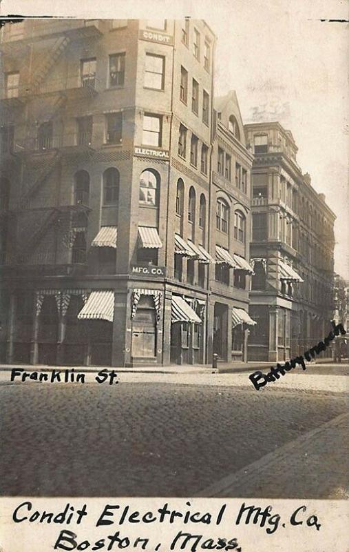 Boston MA Franklin Street  Storefronts Condit Electrical MFG Company RPPC