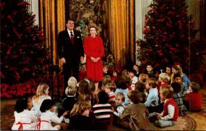 President Ronald Reagan and Nancy With Children At Christmas 1981