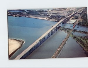 Postcard Aerial view of the Interstate Bridge over the Calcasieu River, LA