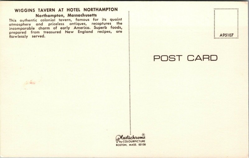 Vtg Wiggins Tavern at Hotel Northampton Restaurant Massachusetts MA Postcard