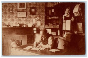 Office Interior The Squeeze Hurst Cross England RPPC Unposted Photo Postcard