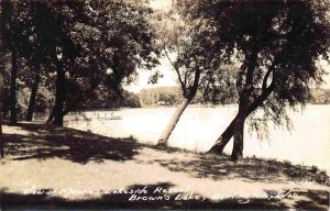 View of Moore's Lakeside Resort Brown's Lake Burlington WI RPPC postcard