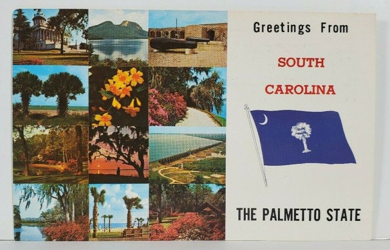 SC Greetings From South Carolina The Palmeto State Multi View Postcard N2